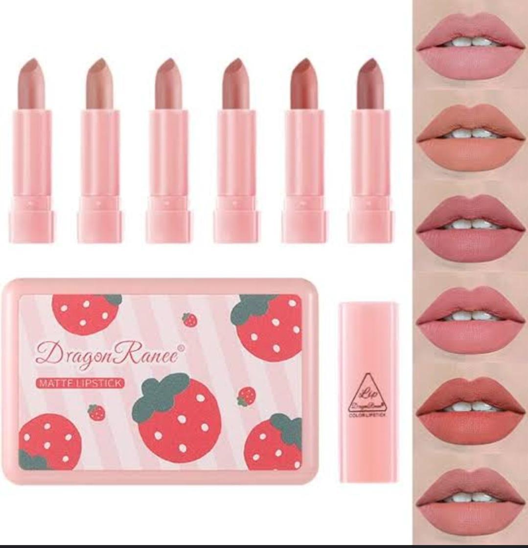 Matte Lipstick Set 6 Shades Nude Long Lasting - Image 3