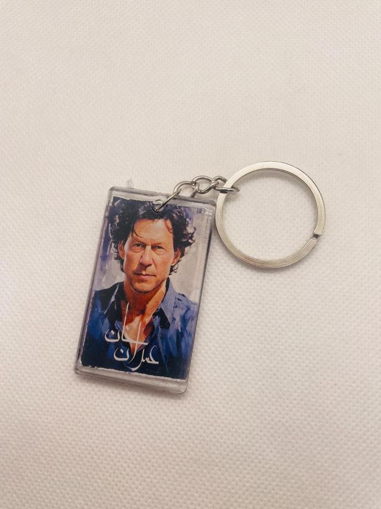 Imran Khan Keychain Silver Double Sided Photo - Image 2