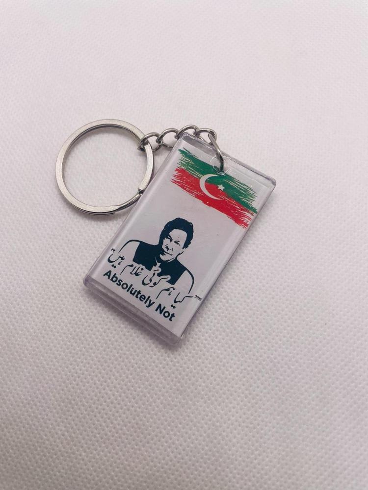 Imran Khan Photo Keychain Pakistan Flag 2" Plastic - Image 3