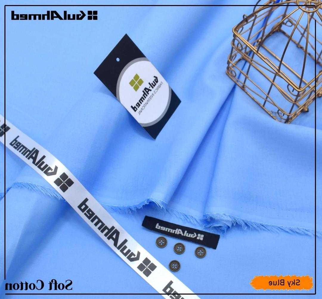 Sky Blue Soft Cotton Plain Suit for Men - Image 2
