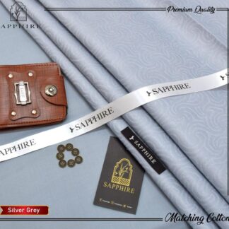Silver Grey Men Cotton Self Print Suit All Season
