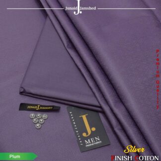 Men's Plum Silver Finish Cotton Unstitched Suit