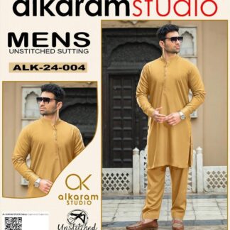 Golden Plain Unstitched Suit for Men Pakistan