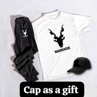 Men Dri Fit Track Suit Markhor Graphic Black Cap Set