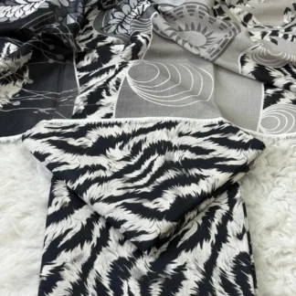 3-Piece Khaddar Suit Black White Digital Print for Women