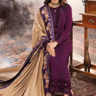 Purple Embroidered 3-Piece Lawn Suit for Women with Dupatta