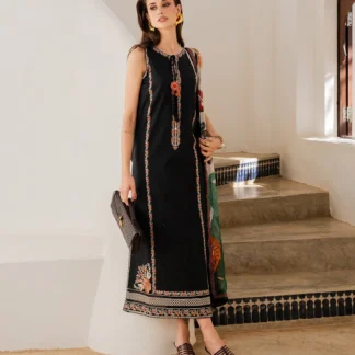 Black Embroidered 3Pcs Women Suit Lawn Set