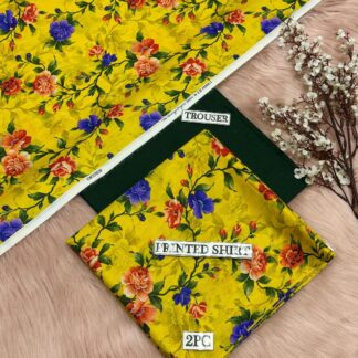 Women's Printed Lawn Suit Yellow Orange Blue Floral