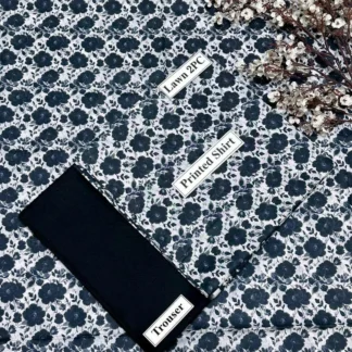 Black Digital Print Lawn 2-Piece Suit for Women