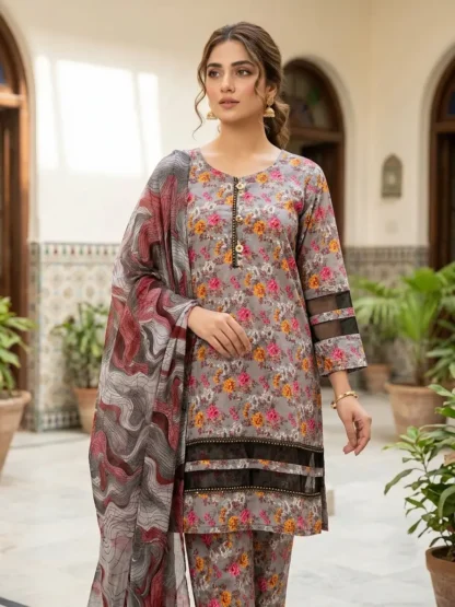 3 Pcs Women's Stitched Fancy
