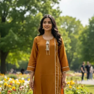 Mustard Lace 2-Piece Cotton Lawn Eid Wear Set