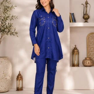 Women Blue Cotton Lawn 2-Piece Suit Set