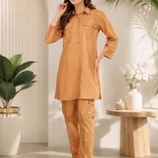 Golden Cotton Lawn 2-Piece Women Suit Set