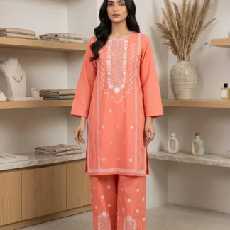 Women Cotton Embroidered 2-Piece Suit Multicolor Party Wear