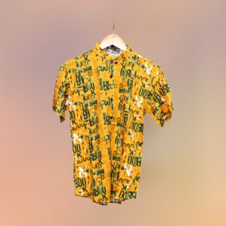 Yellow Dhanak Printed Shirt for Men Medium Large