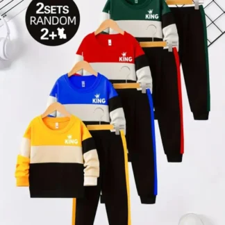 Kids King Printed Fleece Tracksuit Set 2Pcs