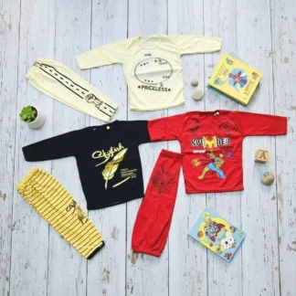 Kids 3-Piece Cotton Lawn Outfit Set Spider-Man Red Black