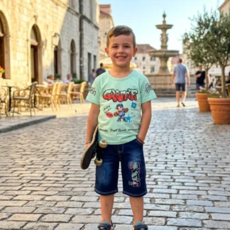 Boy Printed Cotton Shorts Set Multicolor 6-12M