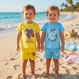 Girls Printed Cotton Shorts & Shirt Set Multicolor 6-12M