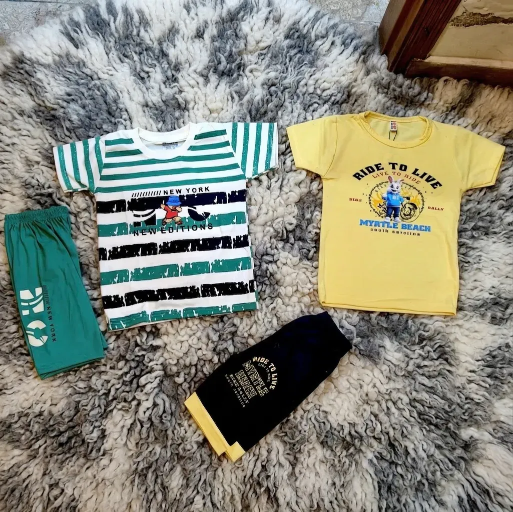 Boy Cotton Printed Shorts & Shirt Set Multicolor 6-12M - Image 4