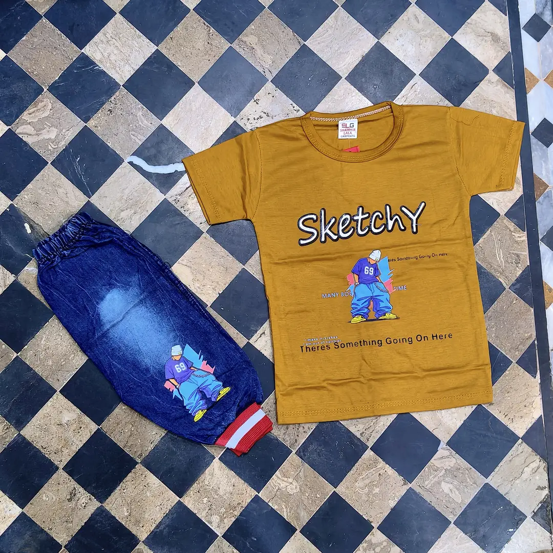 2 Pcs Boy's Printed Shirt & Pants Set - Image 4