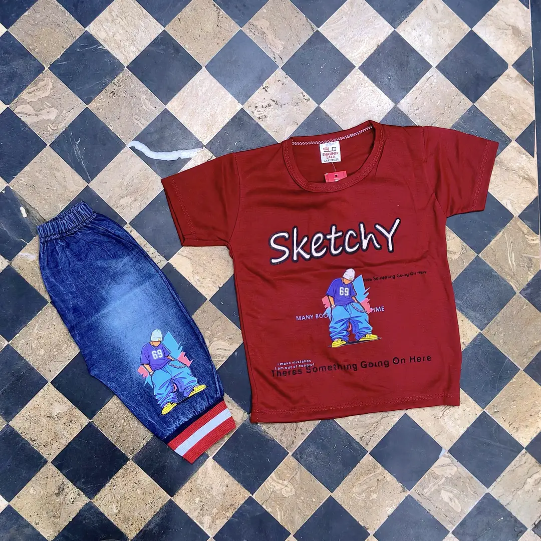 2 Pcs Boy's Printed Shirt & Pants Set - Image 5