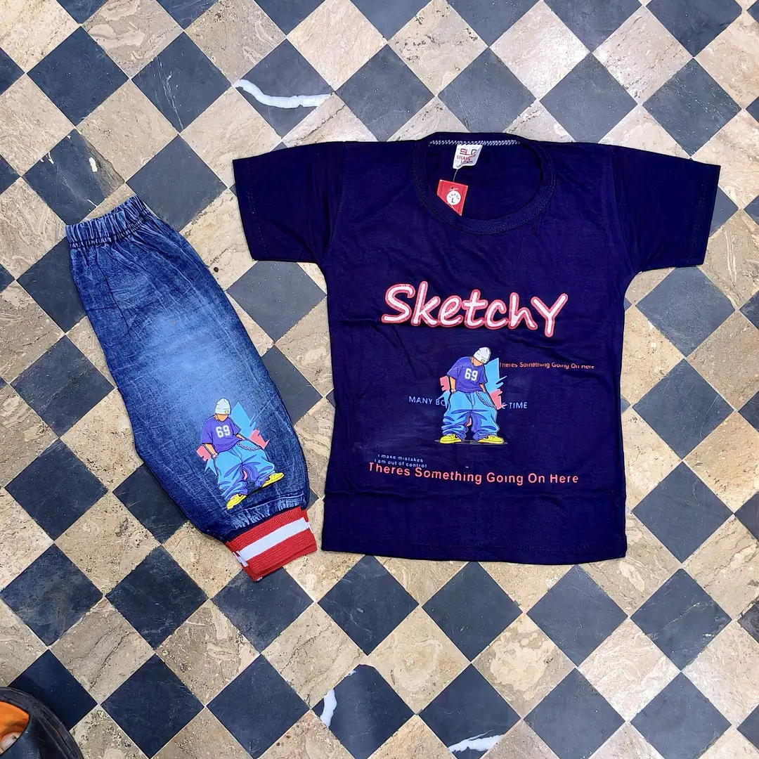 2 Pcs Boy's Printed Shirt & Pants Set - Image 6