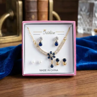 Funky Gold Plated Crystal Necklace Set