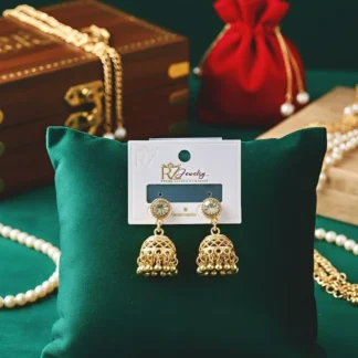 Jhumkas Earrings Gold Plated Crystal Wedding Party Wear