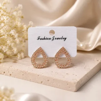 Golden Crystal Earrings for Women 2 Pcs