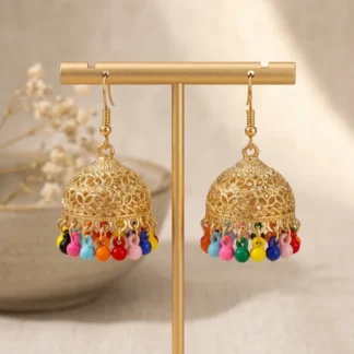Gold Plated Multicolor Jhumka Earrings for Women