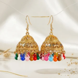 Multicolor Crystal Jhumka Earrings for Women Gold Plated