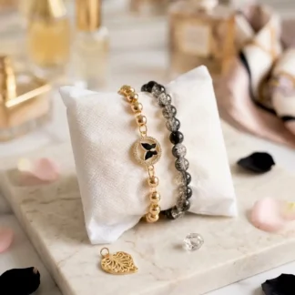 2 Pcs Funky Gold Plated Crystal Chain Bracelet