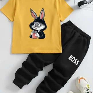 Kids Printed Tracksuit Yellow Black Boys 1-12Y
