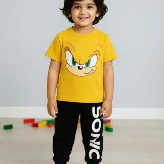 Sonic Printed 2-Piece Tracksuit for Kids Yellow Black