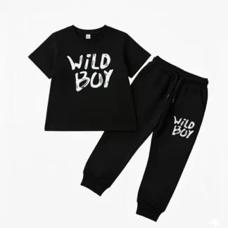 WILD BOY 2-Piece Black Tracksuit for Kids 11-12 Years