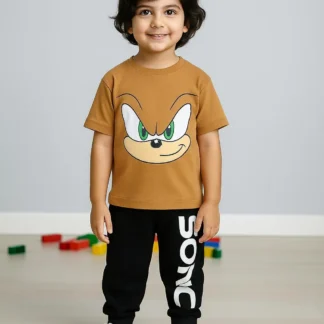 Kids Sonic Printed Tracksuit Brown Black Polyester 1-12Y