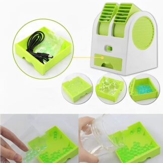 Battery Operated Mini AC with Ice Tray, Green White, 2.5W