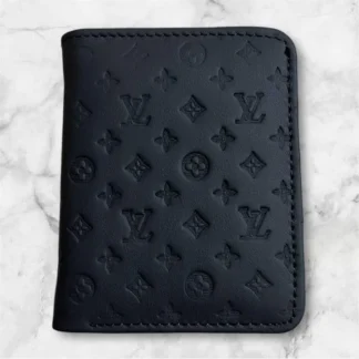 Men's Leather Wallet with LV Pattern Black