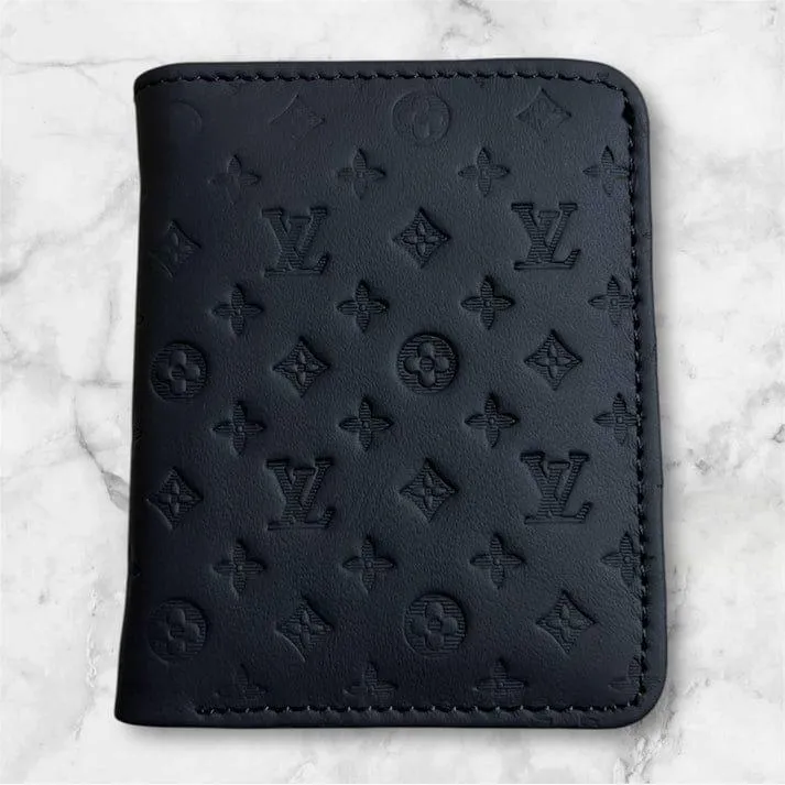 Men's Leather Wallet with LV Pattern Black