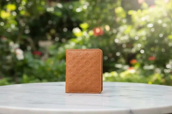Men's Leather Wallet with LV Pattern Black - Image 3