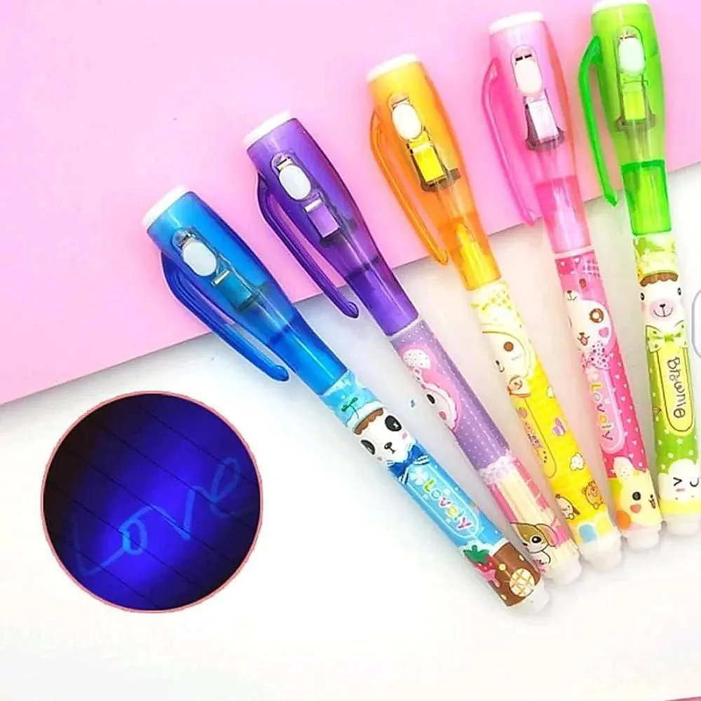 Multicolor Invisible Cheating Pens for Kids with Light & Clip - Image 4