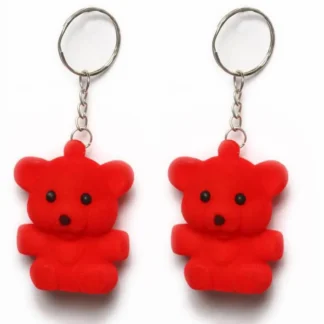 Red Teddy Bear Keychains 2 Pcs ABS Plastic