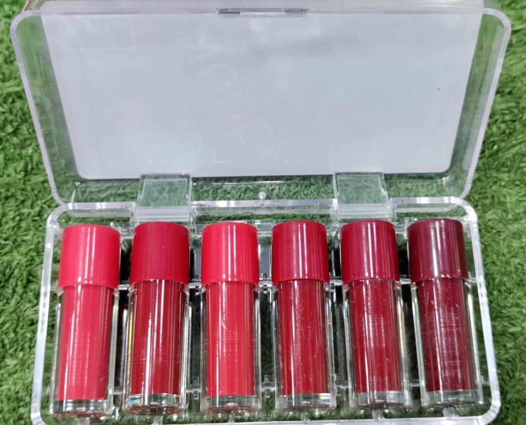 Matte Lip Gloss Set 6pcs Red Neutral Long Lasting - Image 2