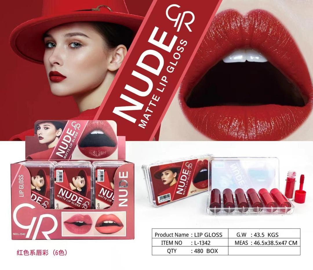 Matte Lip Gloss Set 6pcs Red Neutral Long Lasting - Image 3