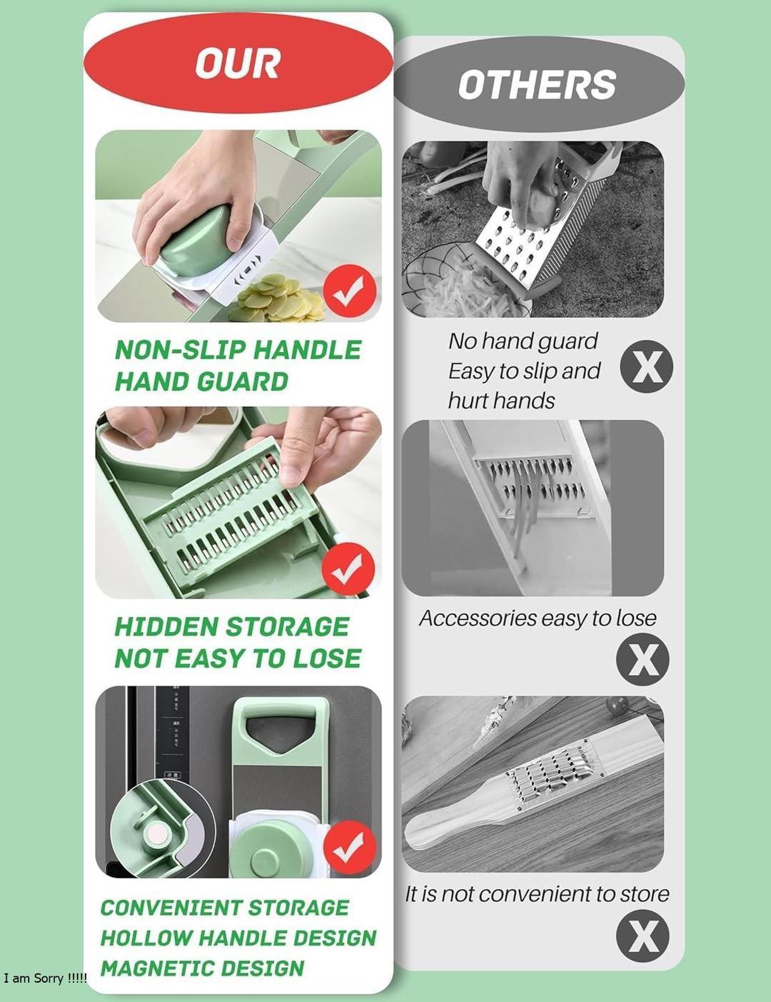 Green Multi-Blade Vegetable Slicer Dishwasher Safe - Image 4