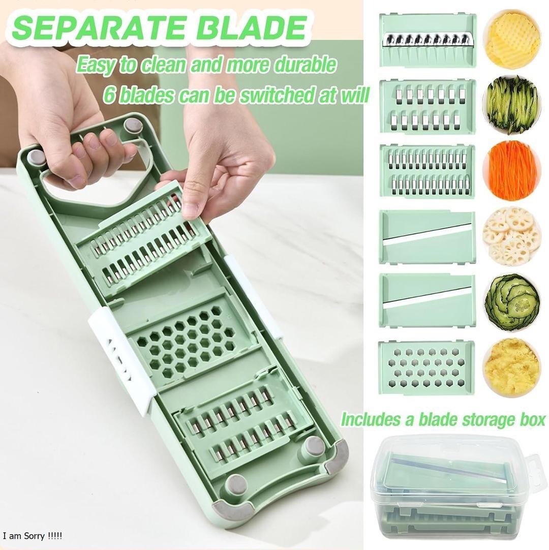 Green Multi-Blade Vegetable Slicer Dishwasher Safe - Image 8