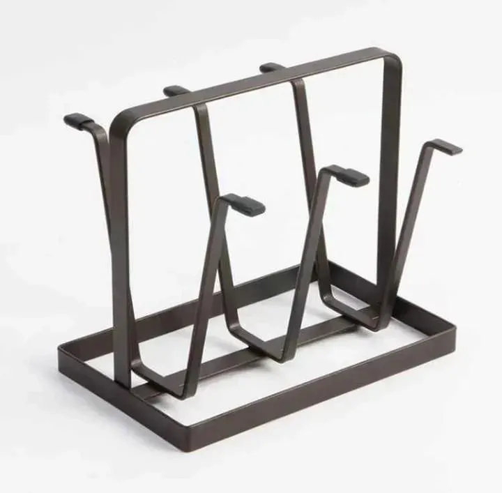 Stylish Glass Holder Black Metal Kitchen Organizer - Image 3