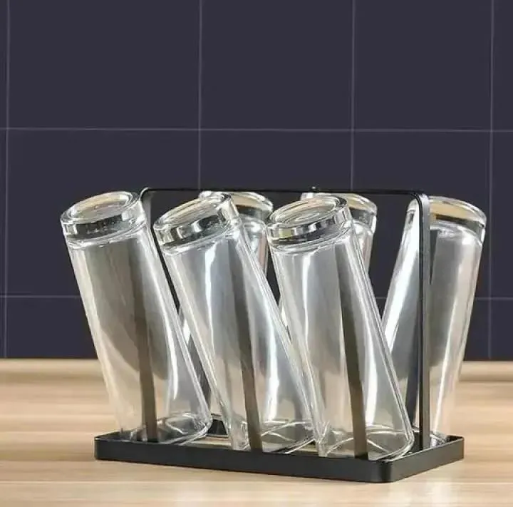 Stylish Glass Holder Black Metal Kitchen Organizer - Image 4