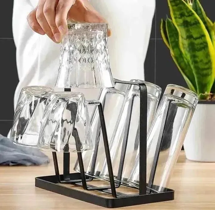 Stylish Glass Holder Black Metal Kitchen Organizer - Image 5